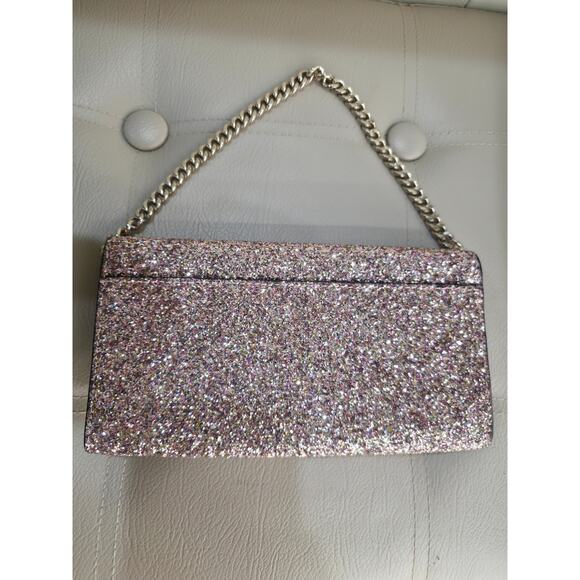 Nwt Kate Spade Rose Gold Pink Glitter Sunset Lane Milou Wallet Clutch Chain Bag - Picture 2 of 14